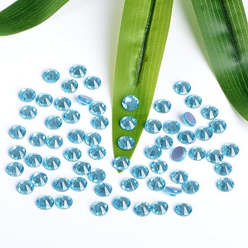 Image of Bymitel Hotfix Crystal Rhinestones Round Gems Iron on DIY Jewelry Making Flat Back for Crafts,Aquamarine, 2.8mm(SS10 /2880pcs)