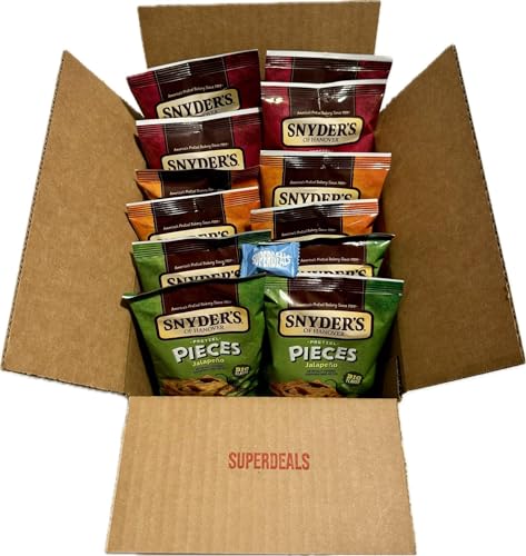 Image of Snyder's of Hanover Pretzel Pieces, Variety 12 Pack bundled by SUPERDEALS 4 Cheddar Cheese, 4 Honey Mustard and Onion, 4 Jalapeno Pretzels, 2.25 oz each bag, total 27 Ounces with mystery gift in every order