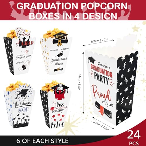 Image of 24Pcs Class of 2025 Graduation Party Popcorn Treat Boxes Candy Cookie Popcorn Container for 2025 Graduation Party Favors