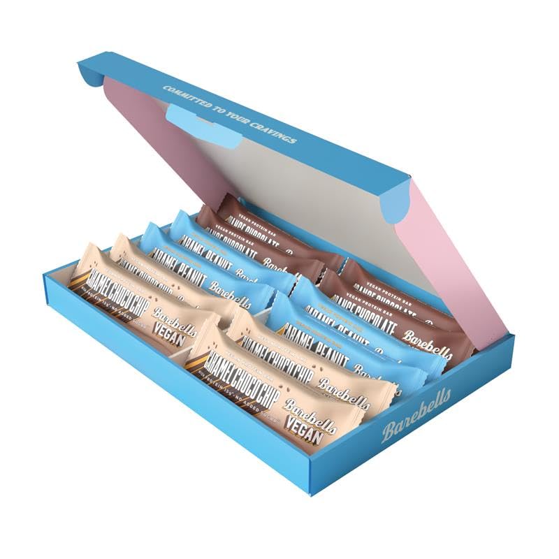 Barebells Protein riegel Vegan 12X – köstliche Eiweißriegel mit vegane schokolade – zuckerarm, 15 Gramm protein riegel, ohne Palmöl - Offizielle Vegan Mix Box probierpaket 12 x 55gr