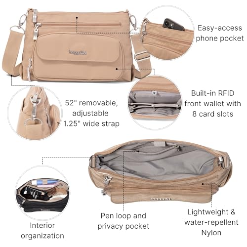 Image of Baggallini Original Everyday 11x7.5 Crossbody Bags Rfid Protected Lightweight Nylon Zippered Travel Purse