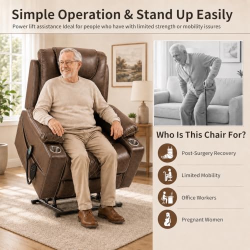 Image of Oversized Power Lift Recliner for Big & Tall, 400 LBS, 25 inch Wide