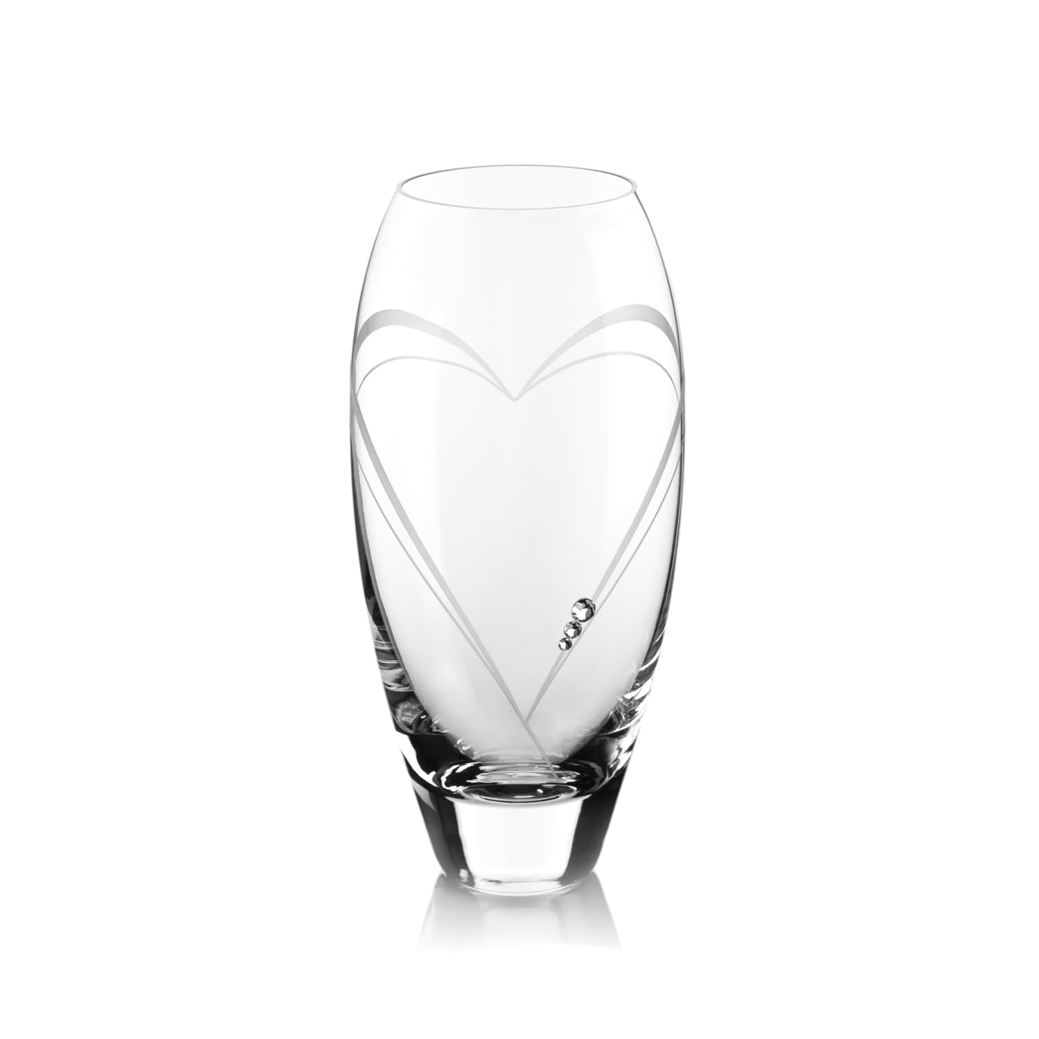 DIAMANTE Bud Vase 'Hearts' - Small Hand Cut Crystal Vase with Swarovski Crystals and a Heart Design - 7in tall /18cm
