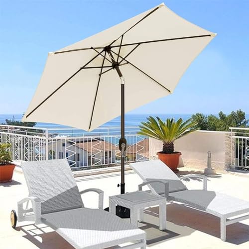 Image of Blissun 7.5 ft Patio Umbrella, Yard Umbrella, Outdoor Market Umbrella with Push Button Tilt Crank (Creamy White)