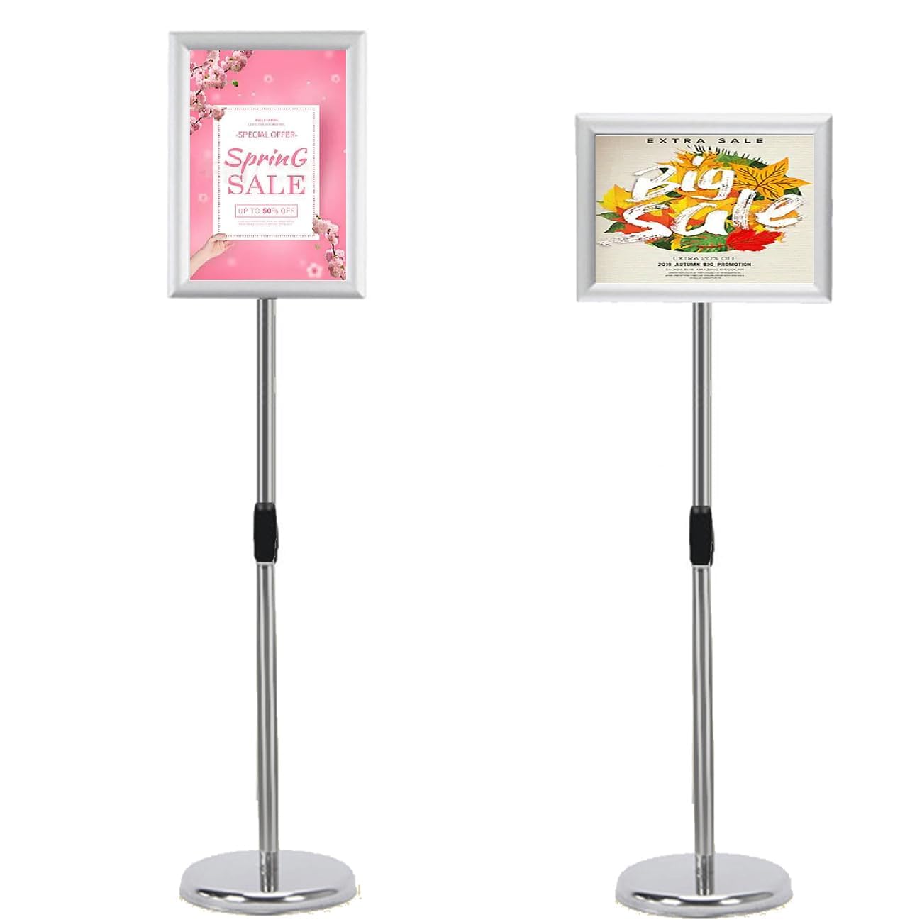 BIGTHREE® Adjustable Duty Pedestal Sign Holder Floor Stand, A4 Poster Menu Stand, Adjustable Sign Holder Poster Stand Sign Stand with Aluminum Snap Open Frame for Activities Display