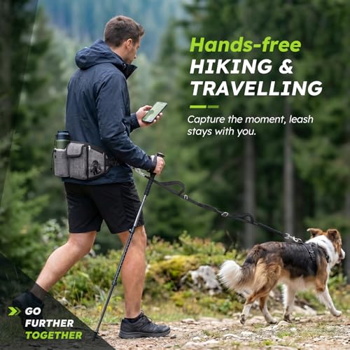 Miniatura 4 de Pecute Correa Running Perro Correa Manos Libres Para Perros Grande Proteger La Cintura Con Costuras Reflectantes, Cinturones De Cintura Ajustables, Endure 110kg Gris 2