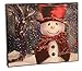 Snowman with Red Hat and Scarf Framed Wall or Tabletop LED Artwork with Touch-Activated Light Sensor - 11