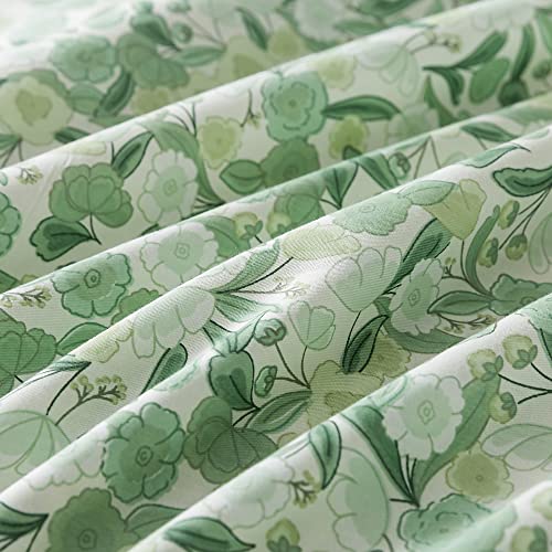 Image of Travan Green Floral Duvet Cover 100% Cotton Duvet Covers Ultra Soft Reversible 3pc Comforter Cover Set with Zipper Closure, (3pcs, King Size)