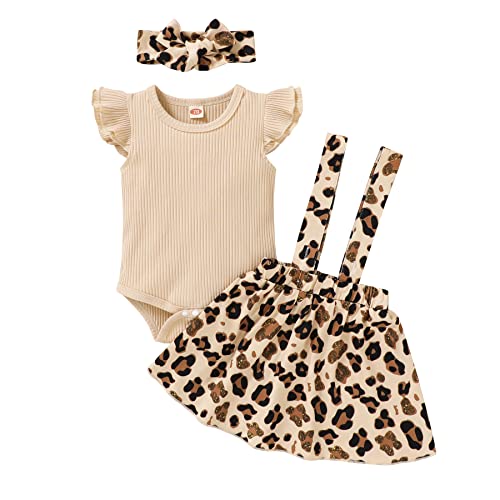 YOUNGER TREE Infant Toddler Baby Girl Summer Outfit Sunflower Strap Sets Sleeveless Romper Suspender Skirt 3pcs Clothing Sets