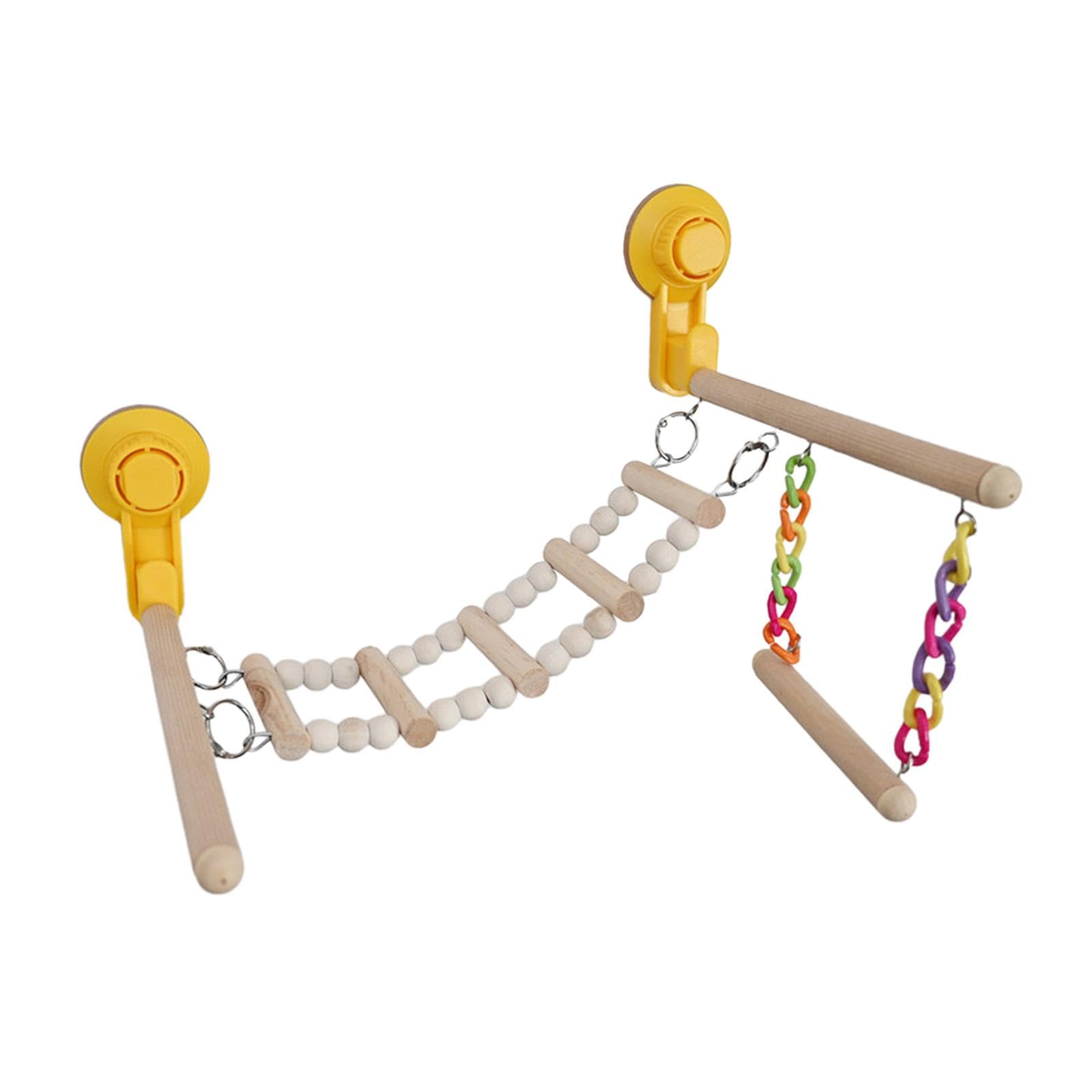 MagiDeal Ventosa, Percha de Madera, pájaro de Juguete, Ventana, baño, Coche, Perca de Viaje, Juguetes, Centro de Actividades, Puesto de Juegos para Loros,