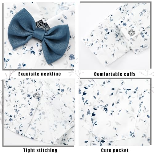 Image of ZOEREA Toddler Boy Suit Formal Wedding Outfits Gentleman Clothes Long Sleeve Shirt + Suspender Pants + Bowtie