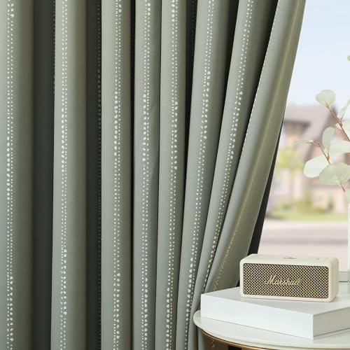 jinchan 100% Blackout Curtains 63 Inches Long for Bedroom, Boho Insulated Curtains Black Printed on Beige Geometric Drapes Back Tab Rod Pocket Room Darkening Retro Farmhouse Pattern 2 Panels