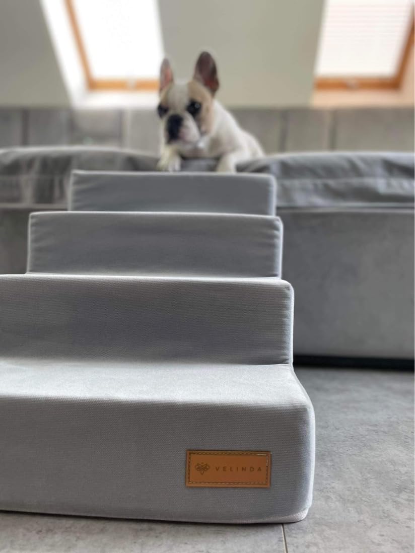 Hundetreppe mit 4 Stufen Katzentreppe Haustiertreppe Einstiegshilfe Schaumstoff (Farbe: rosa (Cord))