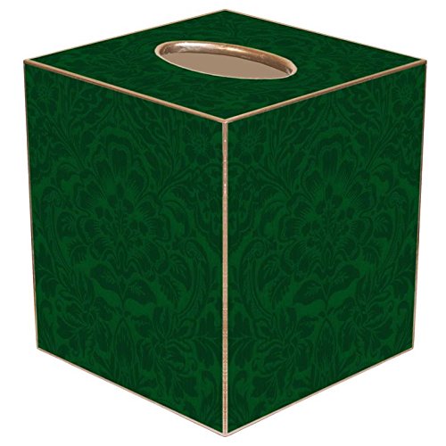 Emerald Damask Paper Mache Tissue Box Cover