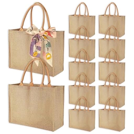 GOUWEIBA 12 Bolsas de Yute Natural Reutilizable, Impermeables para Compras, Picnic, Regalos y Playa | Ya disponible en tu tienda friki favorita! En mundofriki.es!