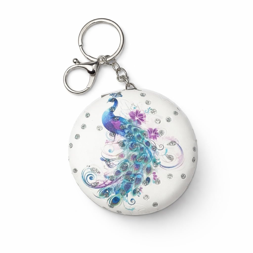 Premium Metal Pocket Mirror 7.5 cm Round Compact Mirror with Elegant Peacock Design | Portable Hand Mirror for Women, Purse, Travel & Makeup Use-picture-20
