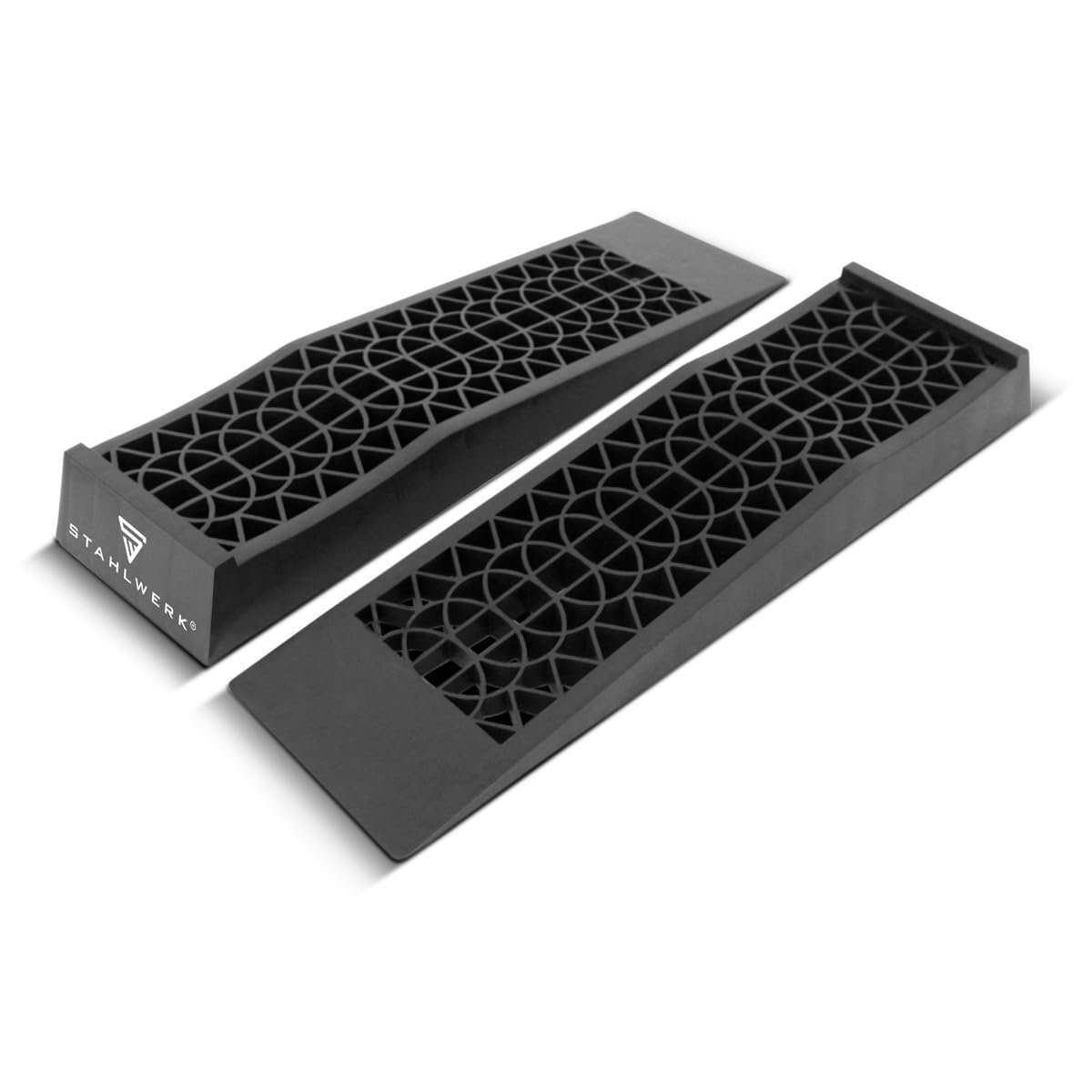 STAHLWERK Lot de 2 cales de marche GT-13 - Capacité de charge de 3 t - 700 x 200 x 78 mm - Cale de roue et rampe d'accès