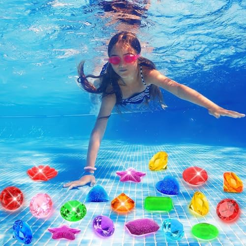 Image of 30 Pcs Large Diving Gems Pool Toys Pirate Treasure for Boy Girls | Colorful Acrylic Diamond, Pool Gems, Fake Gemstones, Summer Underwater Toys, Swimming Training Gifts, Water Pool Play Games