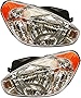 Evan-Fischer Headlight Set Compatible with 2007-2011 Hyundai Accent Left Driver and Right Passenger Side Halogen With bulb(s)