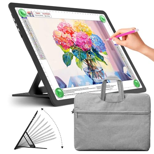 Zocelight Rechargeable A4 Light Pad with Built-in Stand & Bag,Super Bright Magnetic Light Box For Tracing,Wireless Diamond Art Light Board with Side Buttons, Light Table for Diamond Painting,Sketching