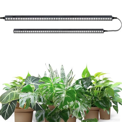 Barrina T5 2FT Grow Lights for Indoor Plants, 5000K Full Spectrum LED Grow Light Strip with Black Cover, 20W(2 x 10W), Under Cabinet Plant Light with Switch Cord, Linkable, Plug and Play, 2 Packs