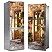 MEGADECOR Vinile adesivo decorativo per frigorifero, speciale senza bolle, porta d'ingresso tipica villaggio mediterraneo, 200 cm x 70 cm