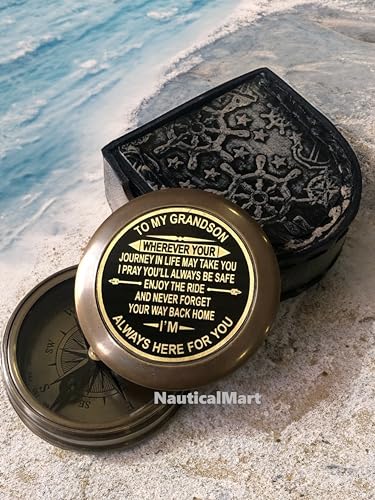 Brújula de Latón Grabada Regalo para Nieto miniatura 4