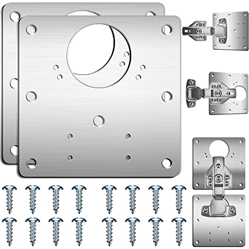 Hinge Repair Plate 2PCS Cabinet Hinge Repair Plate with Customized Screws Stainless Steel Kitchen Cupboard Door Hinge Repair Brackets with Holes