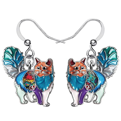 Pendientes de gato gordito de aleación esmaltada, joyería de moda para mujeres y niñas, Zinc Esmalte, No es una piedra preciosa
