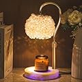 VXUNLIOR Candle Warmer Lamp with RGB Lighting - Dimmer Electric Candle Lamp Warmer Crystals Lampshade,Adjustable Height Wax Warmer Lamp with 2 Bulbs for Jar Candles,Gifts for Mom Womens(White)