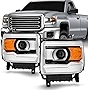 AKKON - For 2015-2019 GMC Sierra 2500HD 3500HD 14-15 1500 Left+Right Driver & Passenger Side Headlights Headlamps