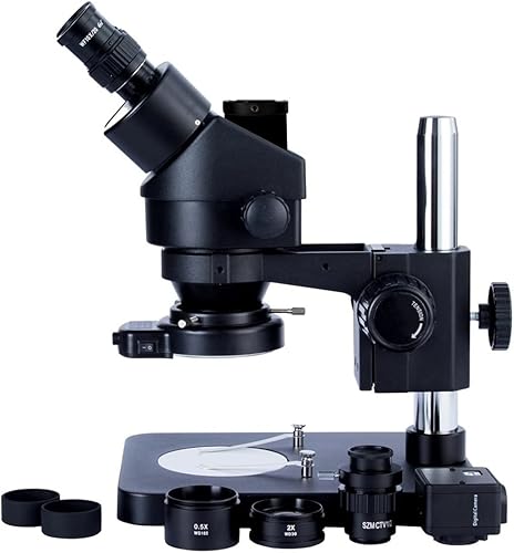 Microscopio de laboratorio diapositivas negras 3.5X-90X Trinocular Simul Focal Microscopio para accesorios, piezas de microscopio estéreo (color :