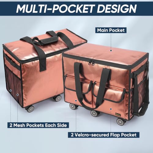 Image of BALEINE Reusable Grocery Bag on Wheels, Foldable Rolling Tote Bag