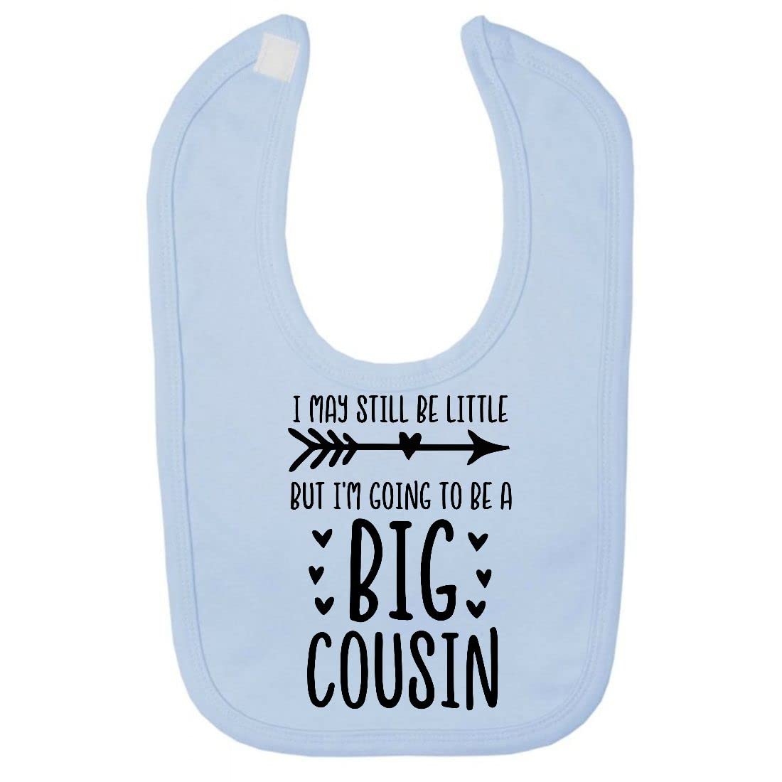 Miammo I may be little but I'm going to be a big cousin (pregnancy baby announcement) [BBY3] cotton baby bib - Pastel Blue