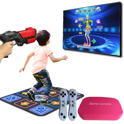 Damcoola TV Retro Spielkonsole mit 100+ Spielen, Videospielsystem für Kinder & Erwachsene mit AR Gun Game Toy, 200+ Dance Mat Songs, TV Plug& Play,2.4G Game Controllers Spielzeuggeschenk für Jungen