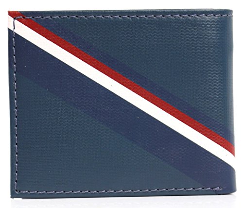 New Tommy Hilfiger Men's Leather Double Billfold Passcase Wallet & Valet (Blue/Grey)2