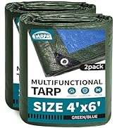TARPAL 4x6 Green Tarp Waterproof (2 Pack) Small tarps Multipurpose Protective Cover All Purpose P...