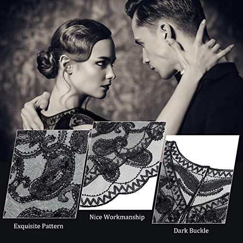 Women's 1920s Sequin Shawl Wrap Bridal Shawl Cover up Beaded Evening Cape2