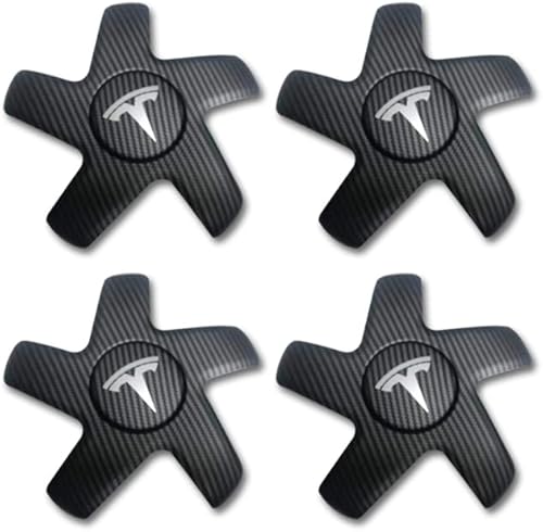 Tapas centrales de fibra de carbono mate con patrón de tapacubos para llantas de rendimiento de 1920 pulgadas, compatible con Tesla Model 3
