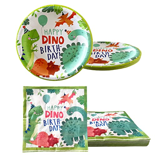 Dinosaur Birthday Party Supplies Dinosaur Plates Napkins Tablecloth, 20 Plates And 20 Napkins And Tablecloth, For Dinosaur Theme Birthday Party Decoration For Boys Kids #TOP5