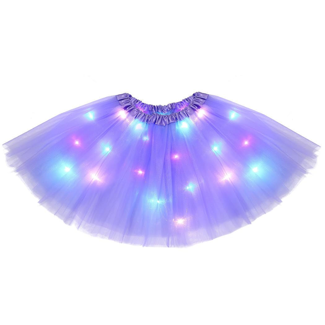 TWINKLEDEWomen Light Up Tutu Skirt LED Tulle Tutu Glitter Ballet Costume Skirts Party Fancy Tutus for Women