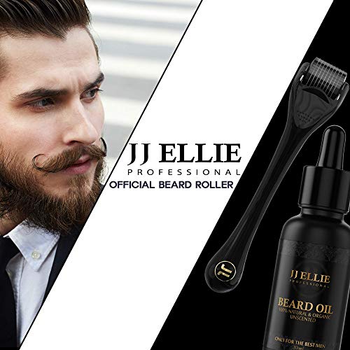 Beard Growth Kit Edition - 100% Natural Ingredients Beard Oil/Serum with The Best Active ingredients - Derma Roller Microneedling Kit for Face, Beard, and Hair Growth 0.25mm, 540 Micro Needle Roller