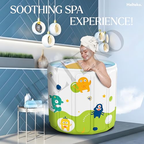 Image of Helteko Bath Tub for Adult for Bathroom, Foldable Tub for Home Use with Drainage Hole, Thickened Insulated Ice Bath Tub, Inflatable BathTub for Adults, Ice BathTub for Adults (Corona)