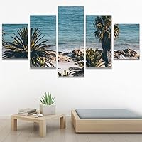 SIGNWIN 5 Panel Canvas Wall Art Trees by The Beach for Home Decorations Ready to Hang - 60