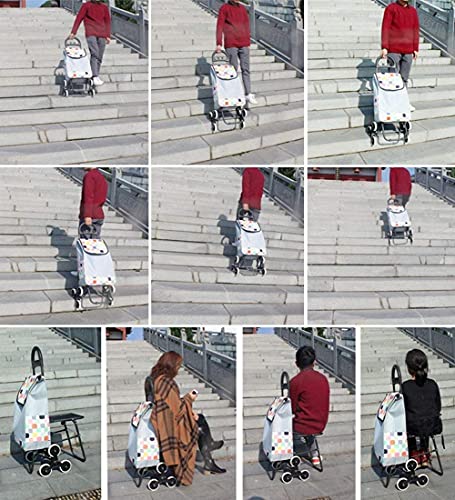 Einkaufstrolley auf Rädern Multifunktions-Einkaufswagen Trolley Old Age Bollerwagen Treppensteiger Hakengriff Sitz… – Bild 5