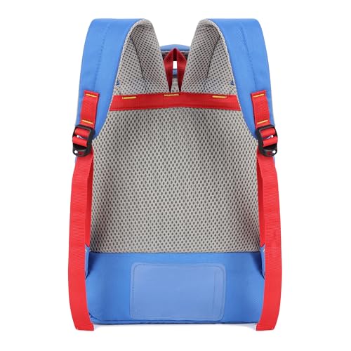 Image of Smith & Blake Play School Bag for Kids (Ages 2-5) Lightweight Preschool Backpack with 3D Jungle Theme | Ergonomic Padded Straps & Water-Resistant Material | Bag for Nursery & Kindergarten (Blue /Red)
