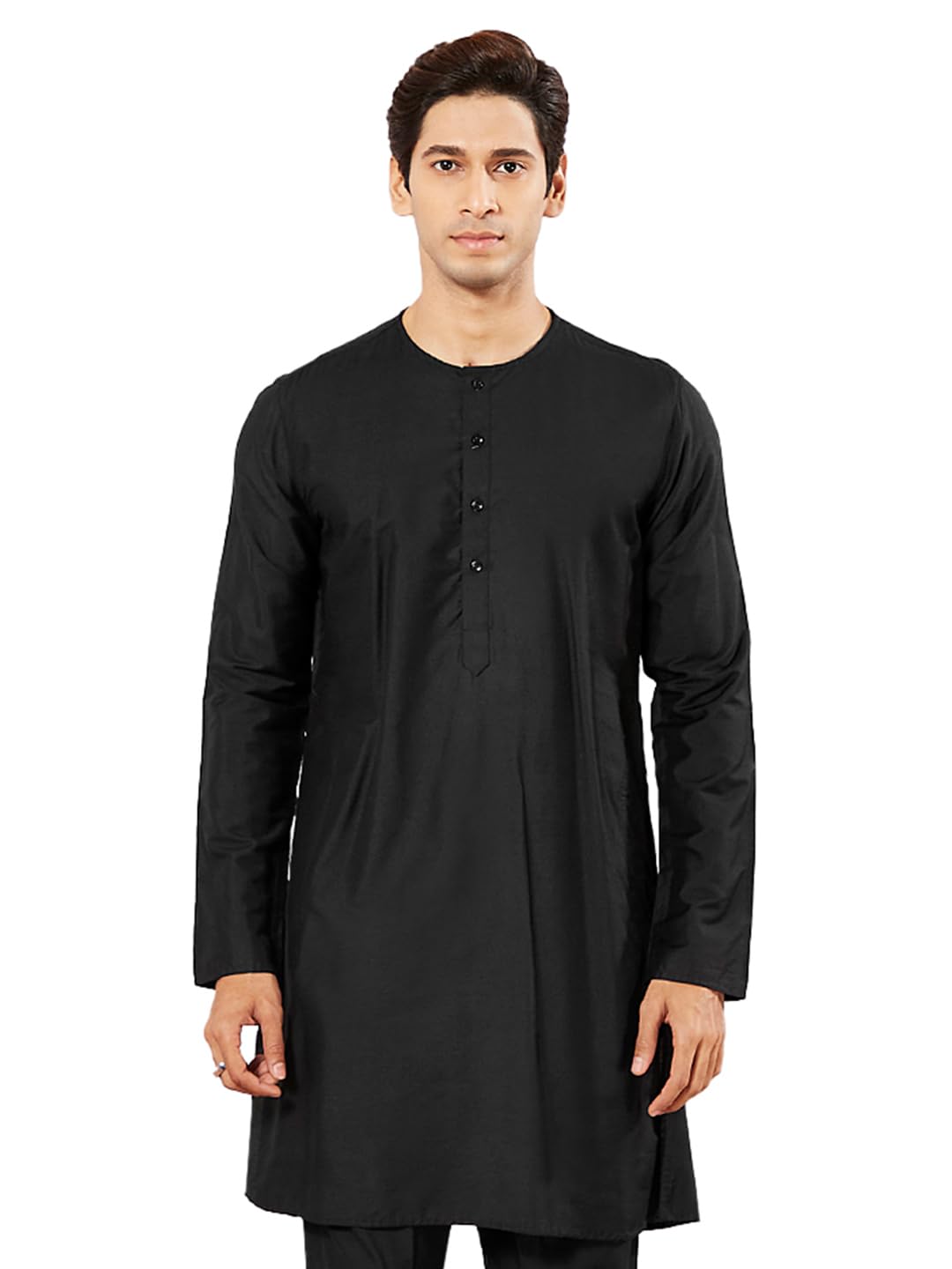Men's Viscose Kurta, Solid Knee-Length, Round Neck, Long Sleeves, Button Closure, and Side Slits - Elegance for Festivals & Events-image-40