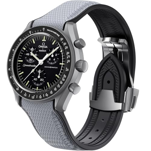 Image of Strap for Omega x Swatch MoonSwatch Watch 20mm,Folding Buckle Band Compatible Omega X Swatch Moonswatch Speedmaster,Curved No Gap Replacement Strap for Men Women