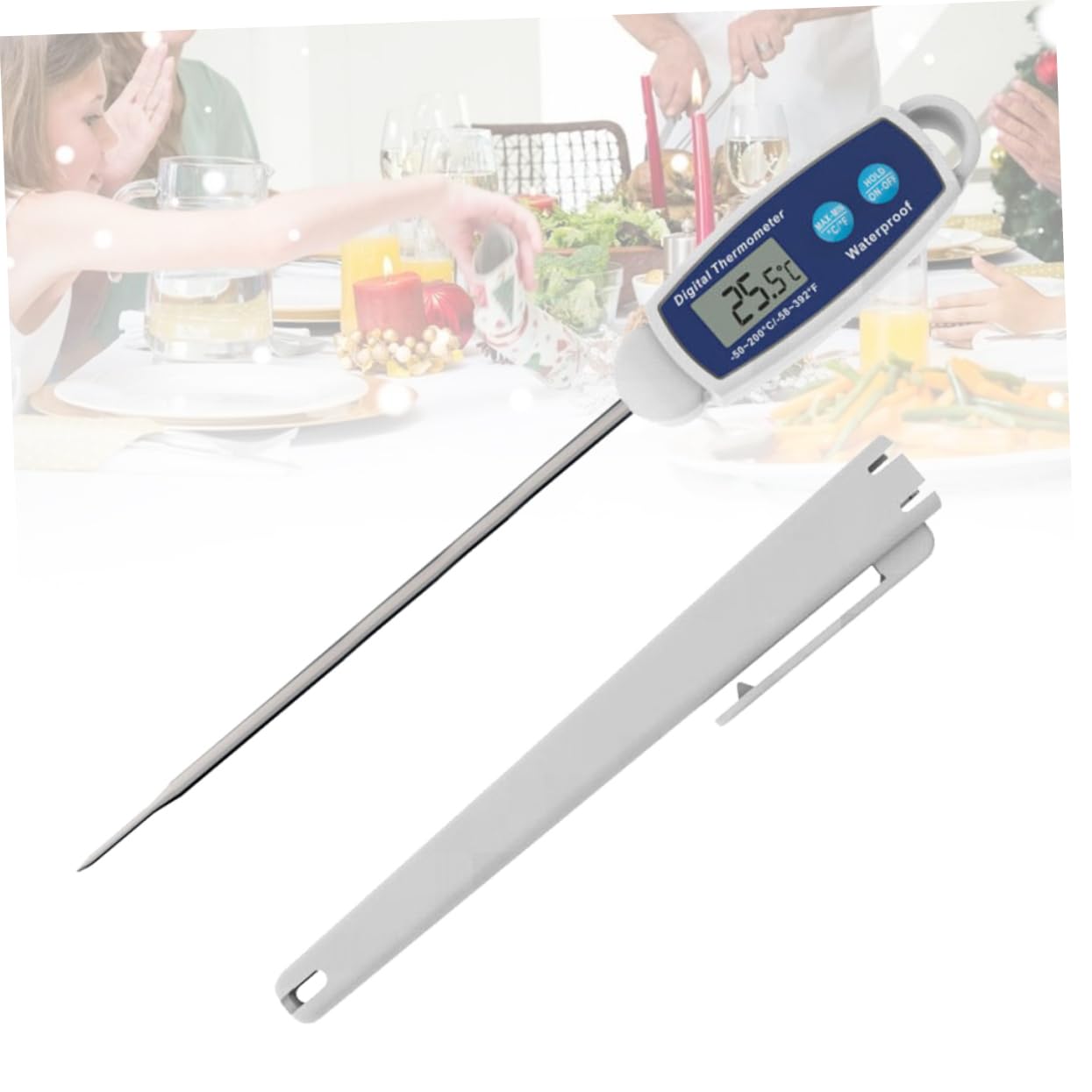Termómetro para Alimentos Digital Multifuncional Termómetro de Cocina para Hornear Barbacoa con Tapa Uso Diario el Hogar