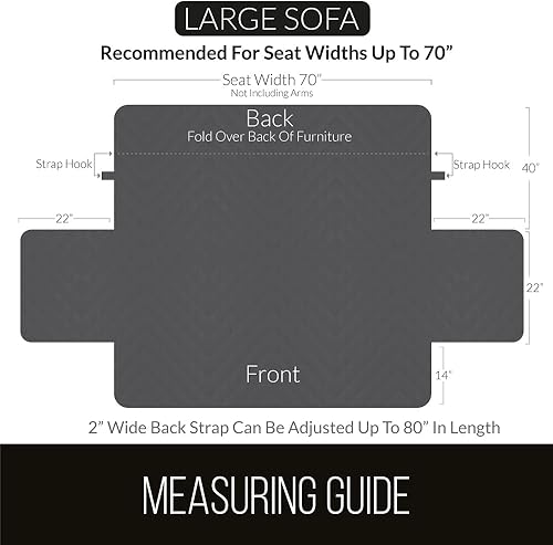 Vista 64 de Sofa Shield Funda de sofá con correa, reversible, resistente a las manchas y al desgarro, funda acolchada de microfibra, lavables, asiento de 78